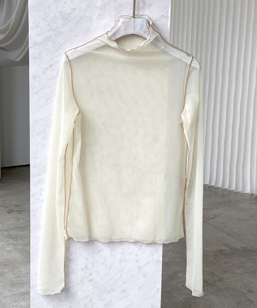 chuclla（チュクラ）の「パワーメッシュ メロートップス chwj21s02（Tシャツ/カットソー・レディース・ベージュ/ブラック/パープル/グリーン/アイボリー/ダークグリーン/ライトグリーン/ライトパープル・FREE）」の18枚目の写真