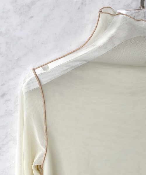 chuclla（チュクラ）の「パワーメッシュ メロートップス chwj21s02（Tシャツ/カットソー・レディース・ベージュ/ブラック/パープル/グリーン/アイボリー/ダークグリーン/ライトグリーン/ライトパープル・FREE）」の22枚目の写真