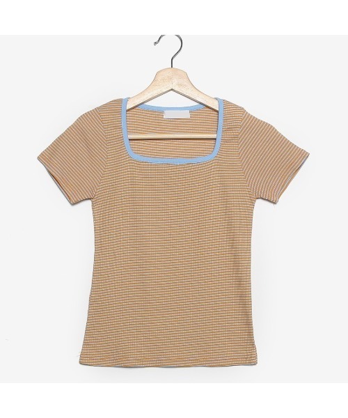 merongshop(メロンショップ)の「MERONGSHOP スクエアネック配色ボーダーTシャツ(Tシャツ/カットソー・レディース・ブラック/オレンジ・FREE)」の14枚目の写真