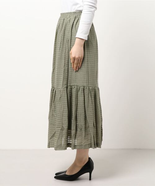 ehka sopo（エヘカソポ）の「ドビーティアードスカート（スカート・レディース・グリーン/ブラック/マスタード・ﾌﾘ-）」の5枚目の写真
