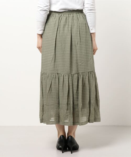 ehka sopo（エヘカソポ）の「ドビーティアードスカート（スカート・レディース・グリーン/ブラック/マスタード・ﾌﾘ-）」の4枚目の写真