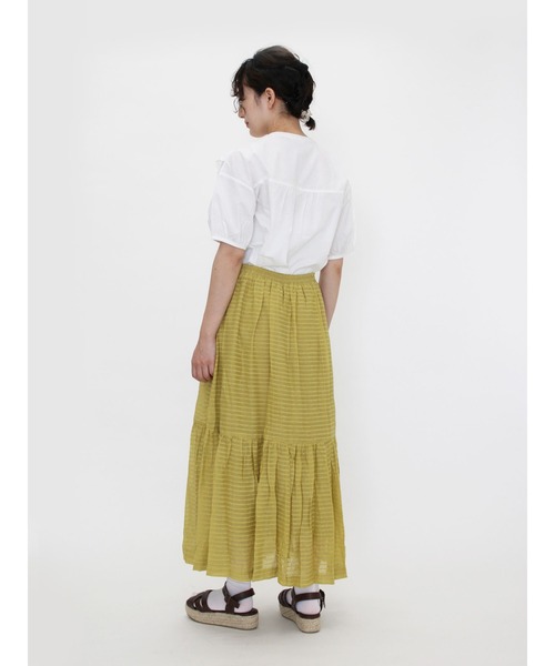 ehka sopo（エヘカソポ）の「ドビーティアードスカート（スカート・レディース・グリーン/ブラック/マスタード・ﾌﾘ-）」の9枚目の写真
