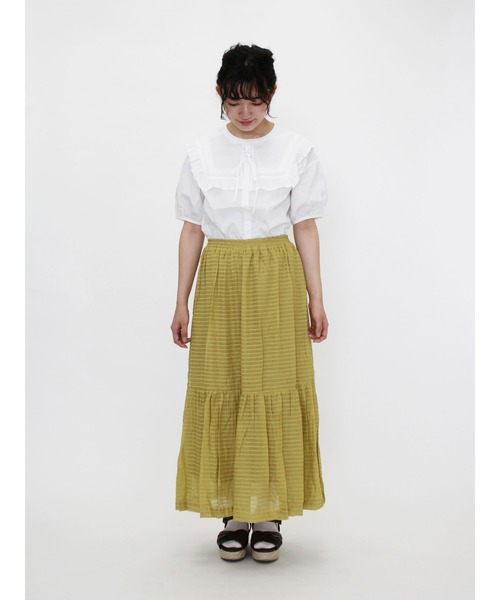 ehka sopo（エヘカソポ）の「ドビーティアードスカート（スカート・レディース・グリーン/ブラック/マスタード・ﾌﾘ-）」の8枚目の写真