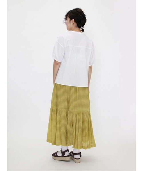 ehka sopo（エヘカソポ）の「ドビーティアードスカート（スカート・レディース・グリーン/ブラック/マスタード・ﾌﾘ-）」の11枚目の写真