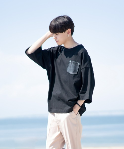 EDEL（エーデル）の「EDEL - レザーポケットビックT（Tシャツ/カットソー・メンズ・ホワイト/ブラック・MEDIUM/LARGE）」の19枚目の写真