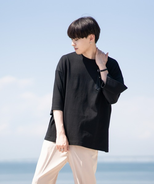 EDEL（エーデル）の「EDEL - レザーポケットビックT（Tシャツ/カットソー・メンズ・ホワイト/ブラック・MEDIUM/LARGE）」の5枚目の写真