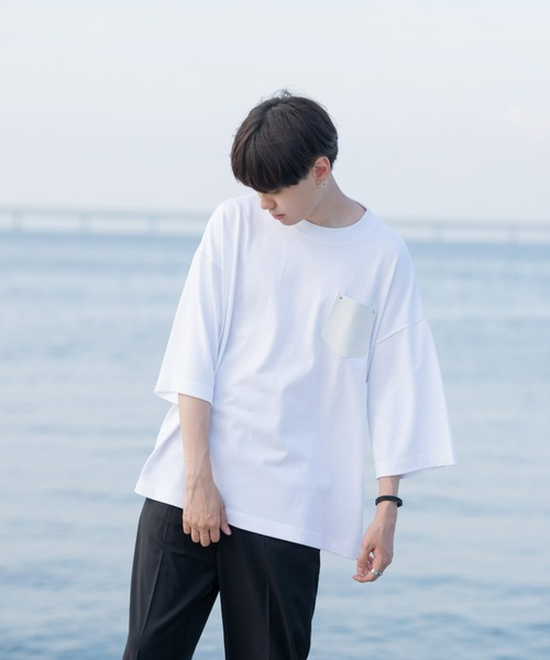 EDEL（エーデル）の「EDEL - レザーポケットビックT（Tシャツ/カットソー・メンズ・ホワイト/ブラック・MEDIUM/LARGE）」の17枚目の写真