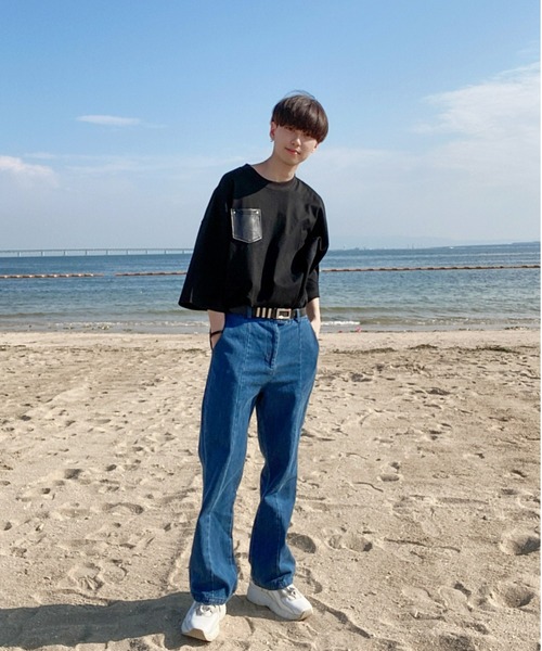 EDEL（エーデル）の「EDEL - レザーポケットビックT（Tシャツ/カットソー・メンズ・ホワイト/ブラック・MEDIUM/LARGE）」の8枚目の写真