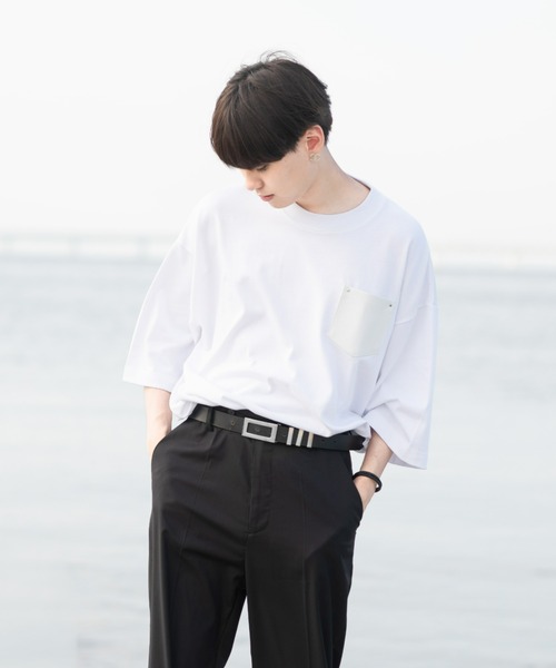 EDEL（エーデル）の「EDEL - レザーポケットビックT（Tシャツ/カットソー・メンズ・ホワイト/ブラック・MEDIUM/LARGE）」の11枚目の写真