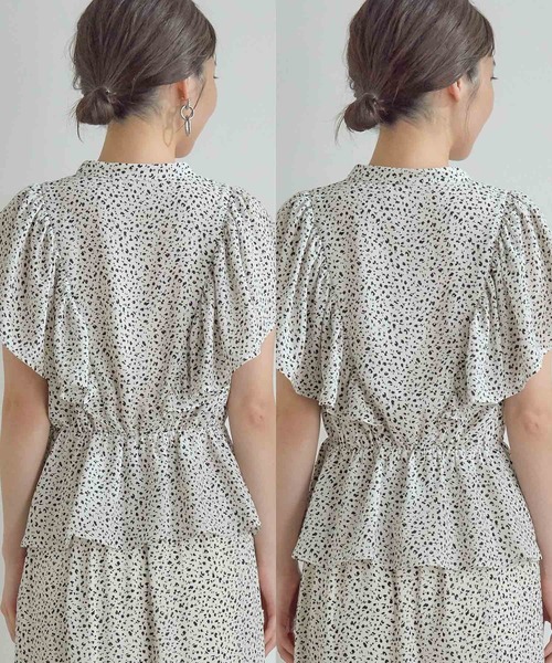 VIS（ビス）の「【セットアップ対応】【美短】フリルフレンチスリーブペプラムブラウス（シャツ/ブラウス・レディース・ブラック/ホワイト系その他/ブラック系その他・S/M）」の16枚目の写真