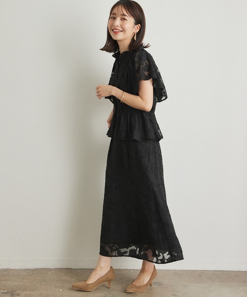 VIS（ビス）の「【セットアップ対応】【美短】フリルフレンチスリーブペプラムブラウス（シャツ/ブラウス・レディース・ブラック/ホワイト系その他/ブラック系その他・S/M）」の18枚目の写真