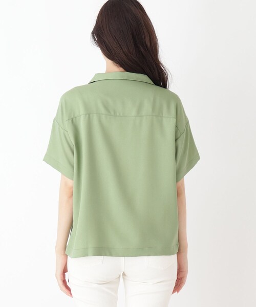 Cutie Blonde（キューティーブロンド）の「◆【S-L】オープンカラーシャツ（シャツ/ブラウス・レディース・カーキ/ブラック系/ダークブラウン系・01/02/03）」の7枚目の写真