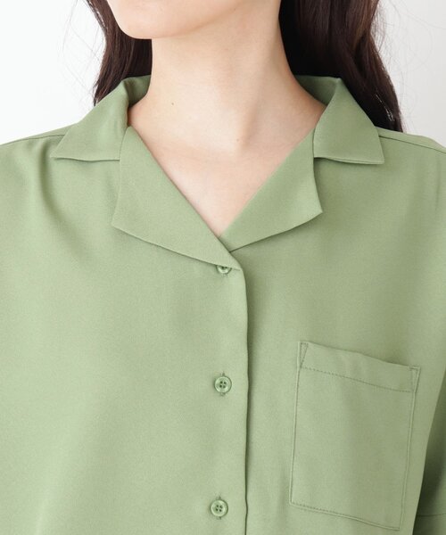 Cutie Blonde（キューティーブロンド）の「◆【S-L】オープンカラーシャツ（シャツ/ブラウス・レディース・カーキ/ブラック系/ダークブラウン系・01/02/03）」の5枚目の写真