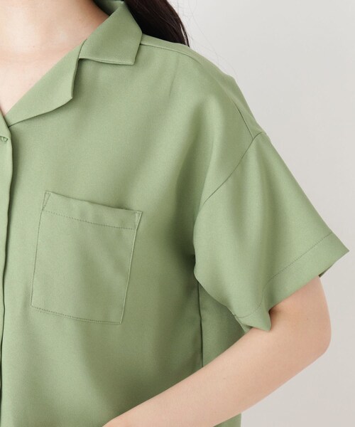 Cutie Blonde（キューティーブロンド）の「◆【S-L】オープンカラーシャツ（シャツ/ブラウス・レディース・カーキ/ブラック系/ダークブラウン系・01/02/03）」の6枚目の写真