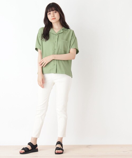 Cutie Blonde（キューティーブロンド）の「◆【S-L】オープンカラーシャツ（シャツ/ブラウス・レディース・カーキ/ブラック系/ダークブラウン系・01/02/03）」の13枚目の写真