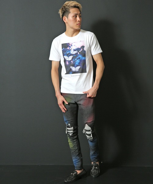 BLACK by VANQUISH(ブラックバイバンキッシュ)の「【BLACK by VANQUISH】ブラックバイバンキッシュ/フォトプリントクルーネック半袖Tシャツ(Tシャツ/カットソー・メンズ・ブラック/ホワイト・M/XL/L)」の4枚目の写真
