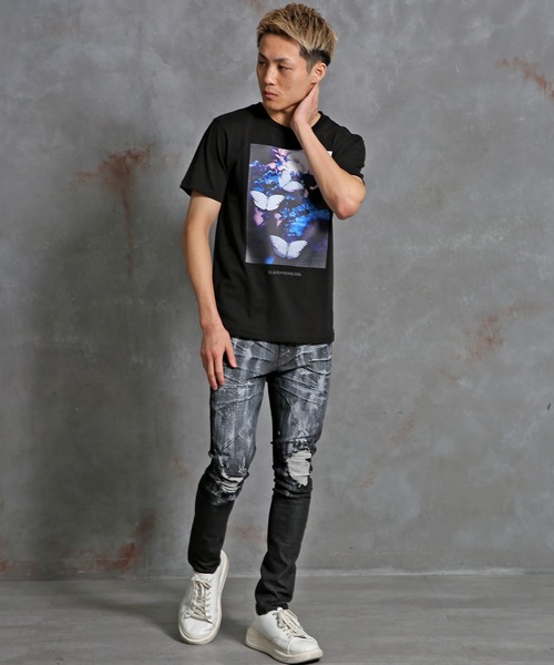 BLACK by VANQUISH(ブラックバイバンキッシュ)の「【BLACK by VANQUISH】ブラックバイバンキッシュ/フォトプリントクルーネック半袖Tシャツ(Tシャツ/カットソー・メンズ・ブラック/ホワイト・M/XL/L)」の8枚目の写真