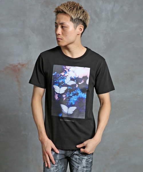 BLACK by VANQUISH(ブラックバイバンキッシュ)の「【BLACK by VANQUISH】ブラックバイバンキッシュ/フォトプリントクルーネック半袖Tシャツ(Tシャツ/カットソー・メンズ・ブラック/ホワイト・M/XL/L)」の7枚目の写真