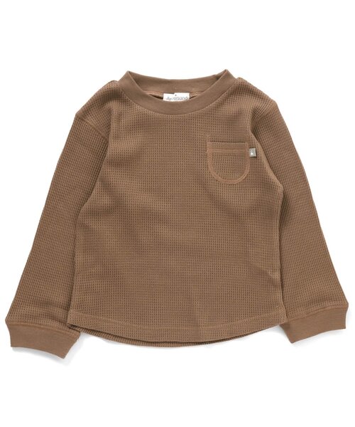 Ampersand（アンパサンド）の「長袖ワッフルＴシャツ（Tシャツ/カットソー・キッズ・ブラウン/グレー/ネイビー/ピンク/レインボー・80/90/100/110/120/130/140）」の3枚目の写真
