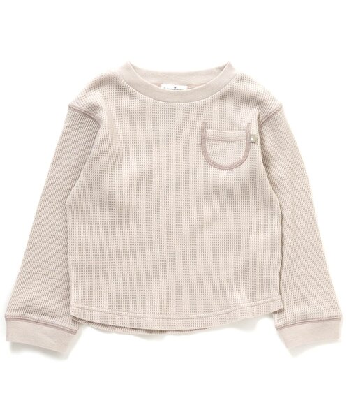 Ampersand（アンパサンド）の「長袖ワッフルＴシャツ（Tシャツ/カットソー・キッズ・ブラウン/グレー/ネイビー/ピンク/レインボー・80/90/100/110/120/130/140）」の2枚目の写真