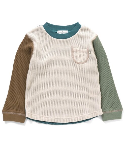 Ampersand（アンパサンド）の「長袖ワッフルＴシャツ（Tシャツ/カットソー・キッズ・ブラウン/グレー/ネイビー/ピンク/レインボー・80/90/100/110/120/130/140）」の5枚目の写真