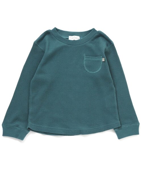 Ampersand（アンパサンド）の「長袖ワッフルＴシャツ（Tシャツ/カットソー・キッズ・ブラウン/グレー/ネイビー/ピンク/レインボー・80/90/100/110/120/130/140）」の4枚目の写真