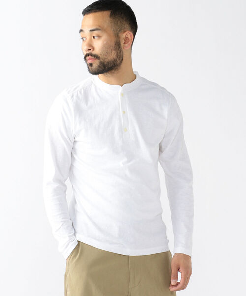 BEAMS PLUS（ビームスプラス）の「BEAMS PLUS / ヘンリーネック ロングスリーブ Tシャツ（Tシャツ/カットソー・メンズ・ブラック/ネイビー/オフホワイト・LARGE/MEDIUM/X-LARGE/SMALL）」の16枚目の写真