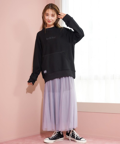 MILKFED.（ミルクフェド）の「FRONT LOGO SWEAT TOP（スウェット・レディース・ブラック/ライトブルー/ライトパープル/ベージュ/オフホワイト/ネイビー・ONE SIZE）」の9枚目の写真