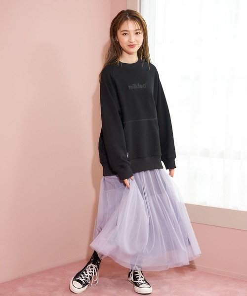 MILKFED.（ミルクフェド）の「FRONT LOGO SWEAT TOP（スウェット・レディース・ブラック/ライトブルー/ライトパープル/ベージュ/オフホワイト/ネイビー・ONE SIZE）」の18枚目の写真