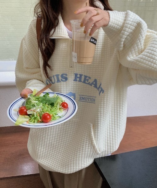 MANGROVE(マングローブ)の「ロゴ刺繍ハーフジップワッフルプルオーバー(Tシャツ/カットソー・レディース・ホワイト/ブラック・FREE)」の19枚目の写真