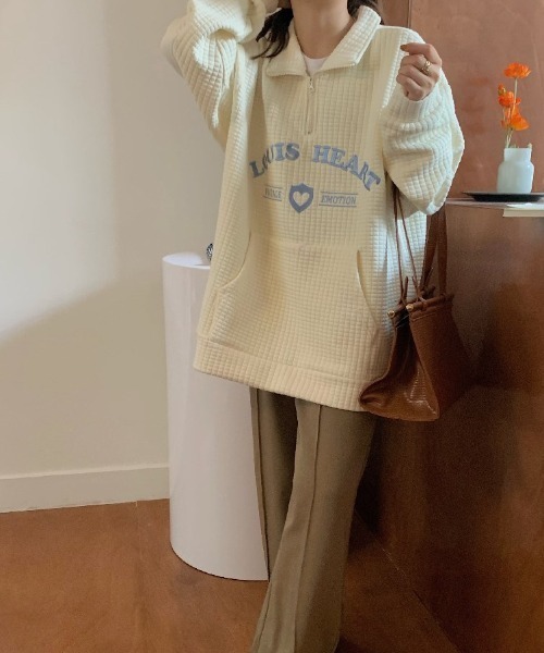 MANGROVE(マングローブ)の「ロゴ刺繍ハーフジップワッフルプルオーバー(Tシャツ/カットソー・レディース・ホワイト/ブラック・FREE)」の17枚目の写真