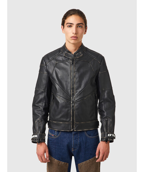 ディーゼル DIESEL レザージャケット ライダースジャケット　袖切替　L ディーゼル DIESEL レザージャケット ライダースジャケット 袖