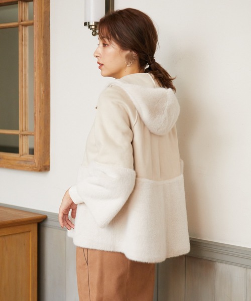 Rewde（ルゥデ）の「フェイクムートン（1R24-8212225）（ムートンコート・レディース・ベージュ/モカ・M）」の8枚目の写真