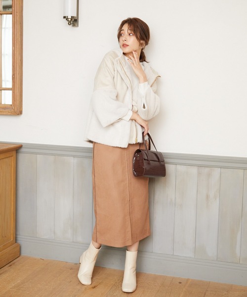Rewde（ルゥデ）の「フェイクムートン（1R24-8212225）（ムートンコート・レディース・ベージュ/モカ・M）」の11枚目の写真