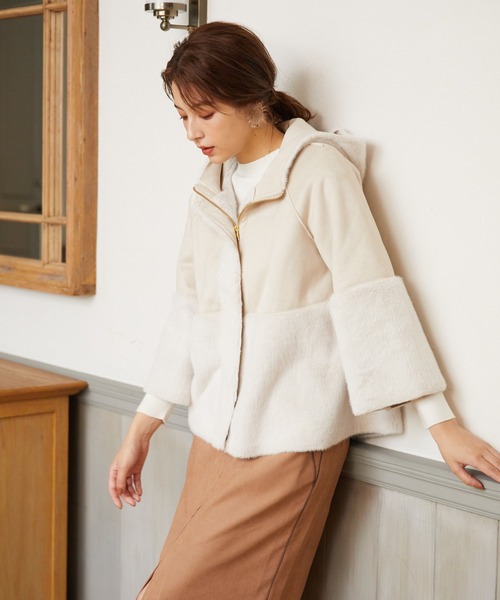 Rewde（ルゥデ）の「フェイクムートン（1R24-8212225）（ムートンコート・レディース・ベージュ/モカ・M）」の15枚目の写真