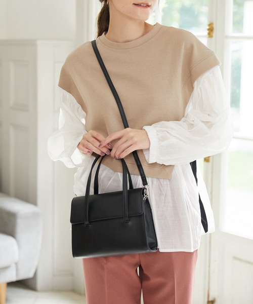 Rewde(ルゥデ)の「【2WAY】クラシカルミニトートバッグ(1R18-BA0514)(トートバッグ・レディース・ブラック/ブラウン/ベージュ・FREE)」の2枚目の写真