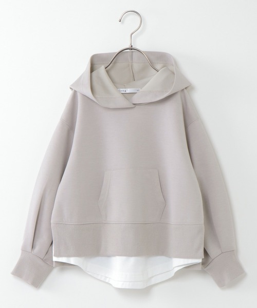 ikka（イッカ）の「【親子コーデ】ダンボールニットレイヤードパーカー（100~160cm）（パーカー・キッズ・ベージュ/ピンク/ライトイエロー・100/110/120/130/140/150/160）」の2枚目の写真