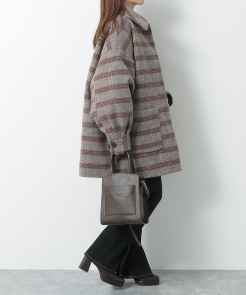 Heather（ヘザー）の「ユルチェック柄ナカワタコート　215259（その他アウター・レディース・グレー系/ブラウン系・FREE）」の3枚目の写真