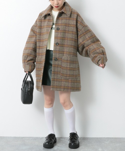 Heather（ヘザー）の「ユルチェック柄ナカワタコート　215259（その他アウター・レディース・グレー系/ブラウン系・FREE）」の18枚目の写真