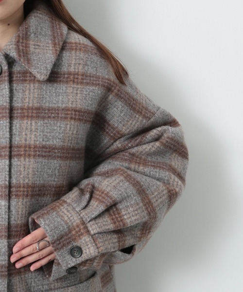 Heather（ヘザー）の「ユルチェック柄ナカワタコート 215259