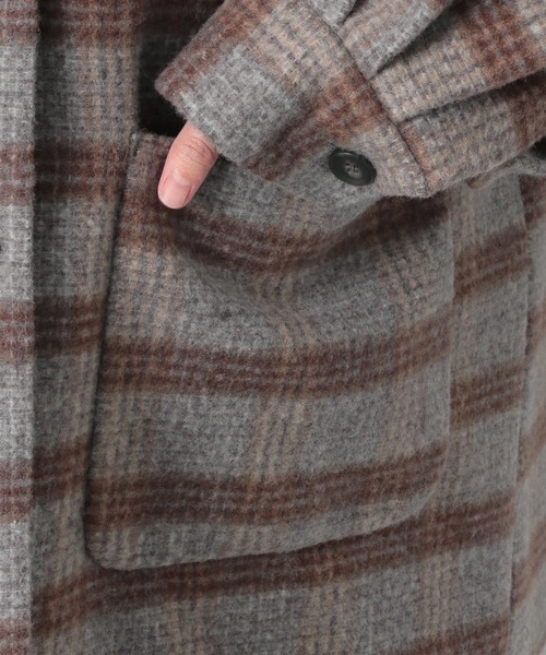 Heather（ヘザー）の「ユルチェック柄ナカワタコート　215259（その他アウター・レディース・グレー系/ブラウン系・FREE）」の7枚目の写真