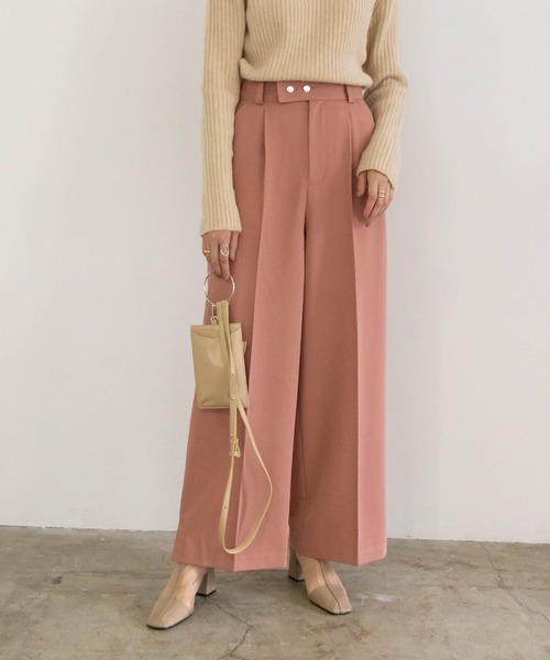 RANDA（ランダ）の「ダブル釦センタープレスワイドパンツ（その他パンツ・レディース・ピンク/グリーン/アイボリー・1/0）」の3枚目の写真