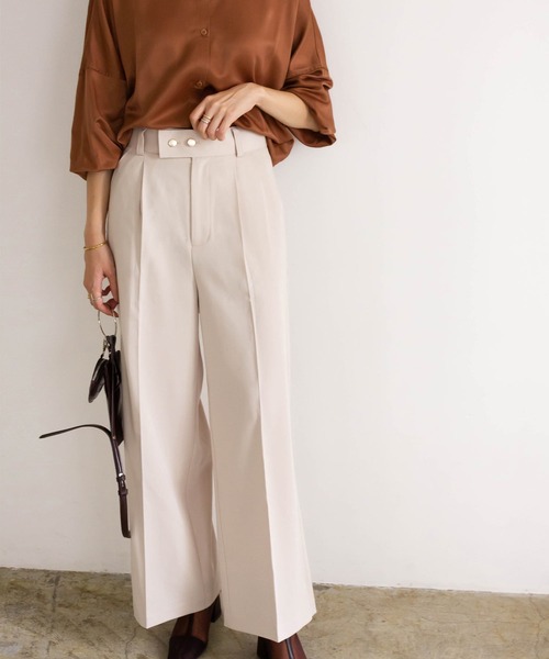 RANDA（ランダ）の「ダブル釦センタープレスワイドパンツ（その他パンツ・レディース・ピンク/グリーン/アイボリー・1/0）」の2枚目の写真