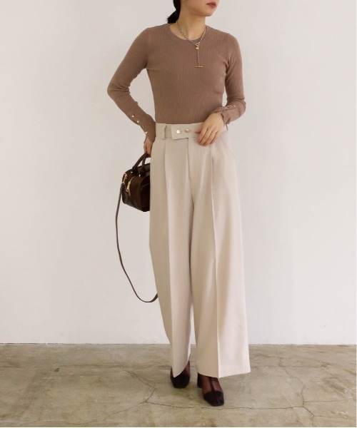 RANDA（ランダ）の「ダブル釦センタープレスワイドパンツ（その他パンツ・レディース・ピンク/グリーン/アイボリー・1/0）」の8枚目の写真