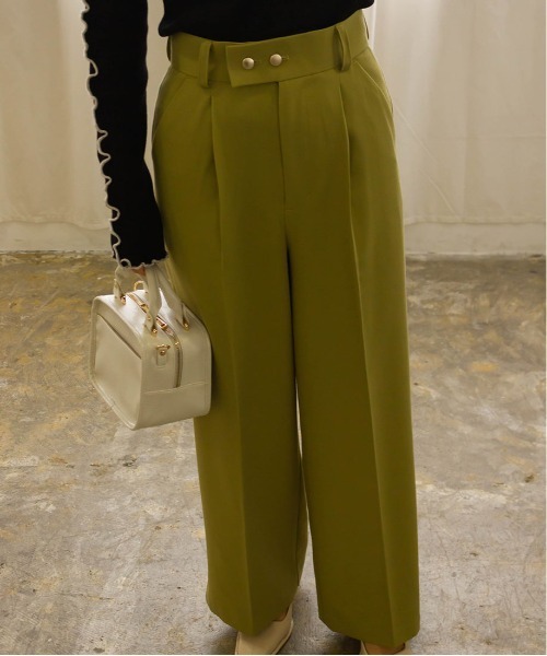 RANDA（ランダ）の「ダブル釦センタープレスワイドパンツ（その他パンツ・レディース・ピンク/グリーン/アイボリー・1/0）」の15枚目の写真