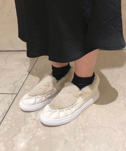 JELLY BEANS(ジェリービーンズ)の「インナーファーモカシンスリッポン(215-40039)JELLY BEANS(ジェリービーンズ)(スリッポン・レディース・アイボリー/キャメル・S/M/L)」の9枚目の写真