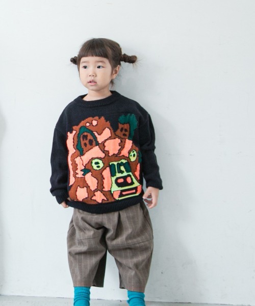 LOWRYS FARM(ローリーズファーム)の「Y.SUDAアニマルニット 239985(ニット/セーター・キッズ・ネイビー/グレー・110cm/120cm/130cm)」の1枚目の写真