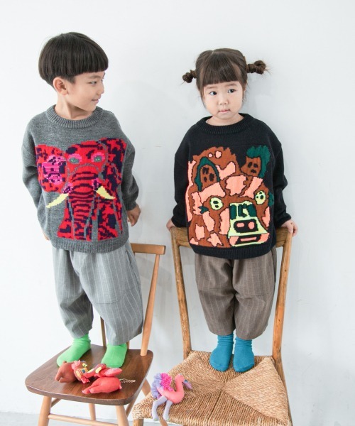 LOWRYS FARM(ローリーズファーム)の「Y.SUDAアニマルニット 239985(ニット/セーター・キッズ・ネイビー/グレー・110cm/120cm/130cm)」の17枚目の写真