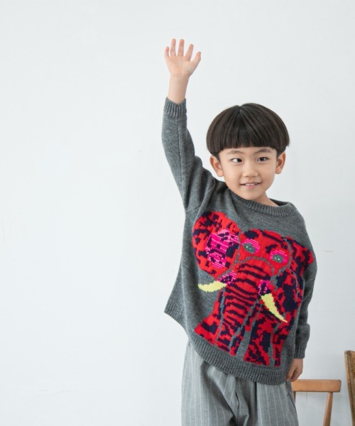 LOWRYS FARM(ローリーズファーム)の「Y.SUDAアニマルニット 239985(ニット/セーター・キッズ・ネイビー/グレー・110cm/120cm/130cm)」の13枚目の写真