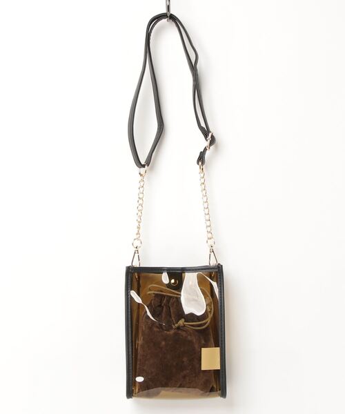 ALWAYS GOOD TIME(オルウェイズグッドタイム)の「縦型 クリアミニショルダーバッグ(ショルダーバッグ・レディース・ブラウン/ブラック・FREE)」の3枚目の写真